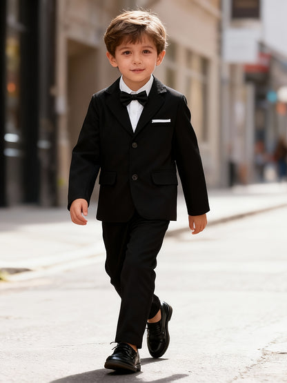 Boys' Solid Color Casual Suit Set for Spring and Autumn