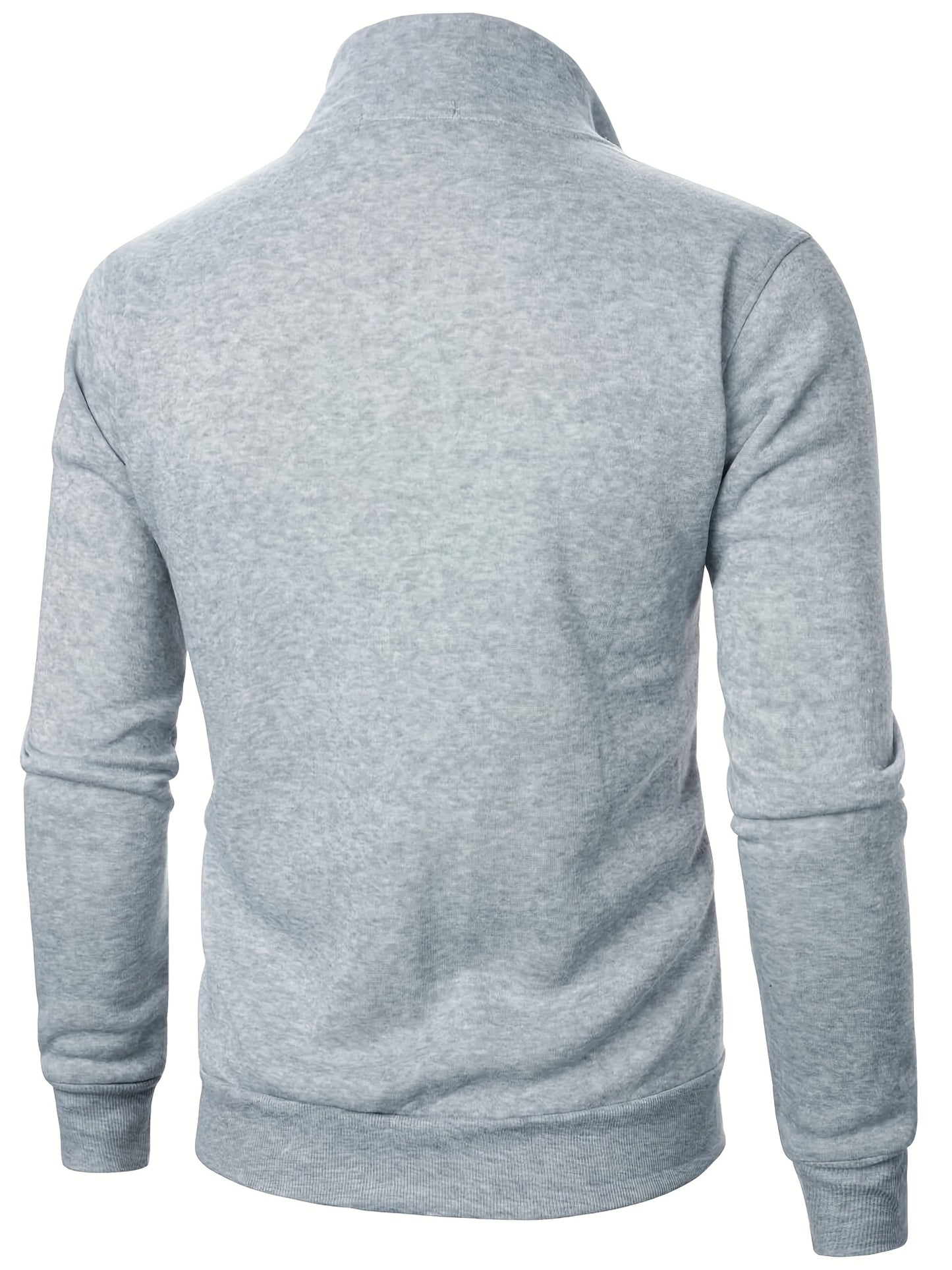 Men'S Slim-Fit Fleece-Lined Zip-Up Hoodie - Warm Long Sleeve Casual Jacket with Stand Collar, Solid Color, Polyester Lining, Pockets, Regular Fit for Fall/Winter, Winter Hoodie, Autumn Outerwear, Sleek Design, Durable Fabric,