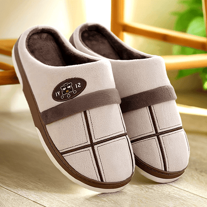 Men's Plush Memory Foam Plaid Slippers for Winter Comfort