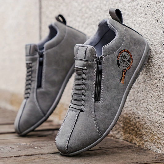New Lightweight Casual Sneakers for Men, Stylish Zip-Up Skate Shoes Ideal for Outdoor Walking And Street Fashion - ayq