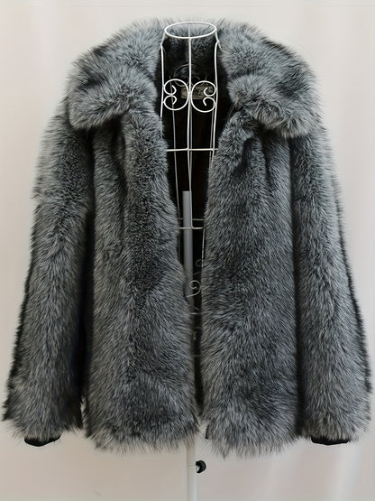 Men'S Faux Fur Coat with Imitation Fur Lining, Square Neck Zipper Short Winter Windproof Warm Loose Casual Jacket for Young Style