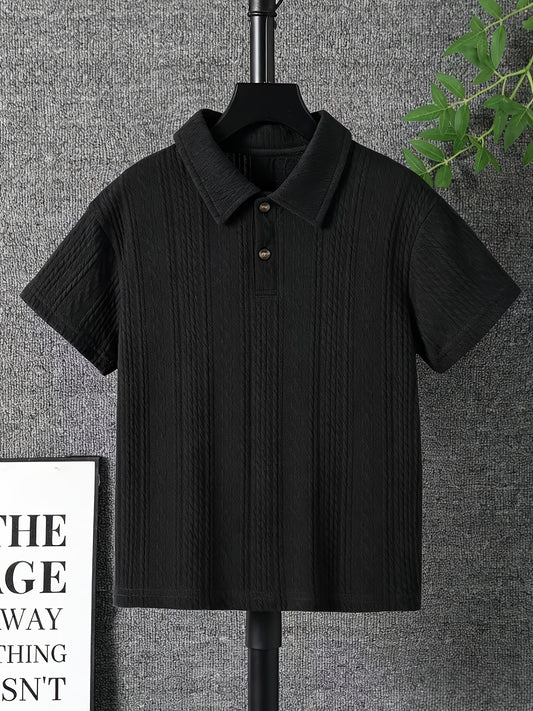 Boys' Casual Knitted Jacquard Short-Sleeve Top