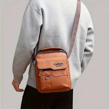 New Men's shoulder bag fashion leisure bag small satchel vertical handbag business Men's diagonal bag [zipper direction random]