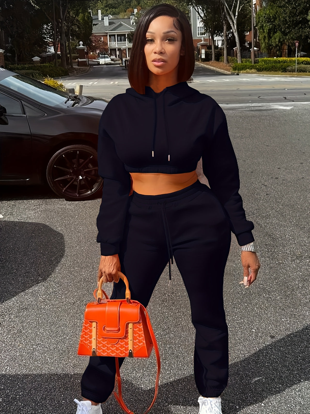 Women's Autumn Winter Fleece Hooded Sweatshirt Two-Piece Set - ayq