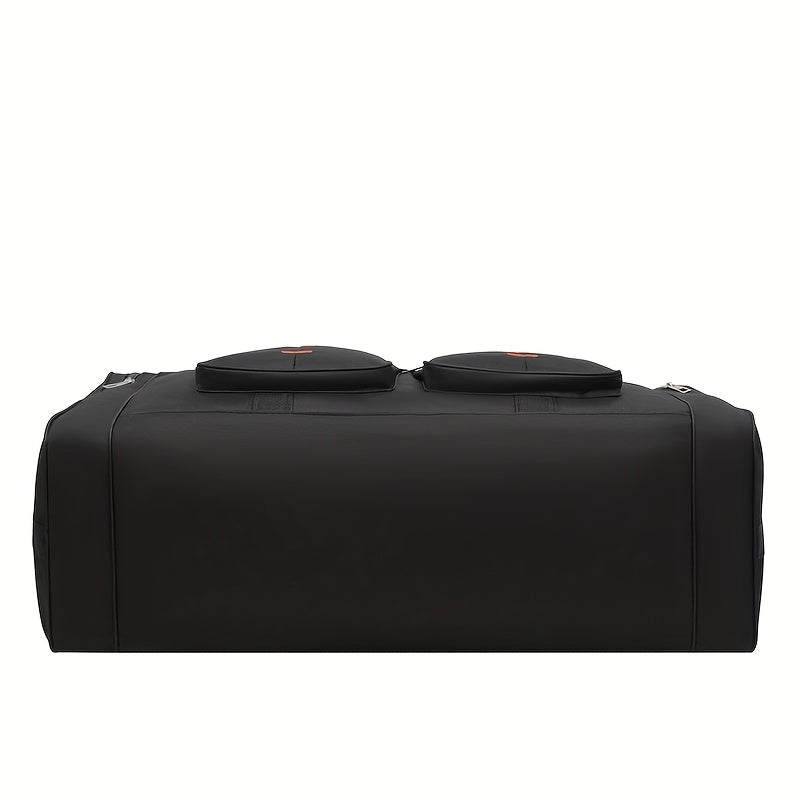Versatile Large-Capacity Black Nylon Travel Bag for Men & Women - Durable, Adjustable Shoulder Strap, Multi-Compartment Organizer with Front Zipper Pocket - Ideal for Travel, Gym, Yoga, Camping, Work & More, Bags for Travel