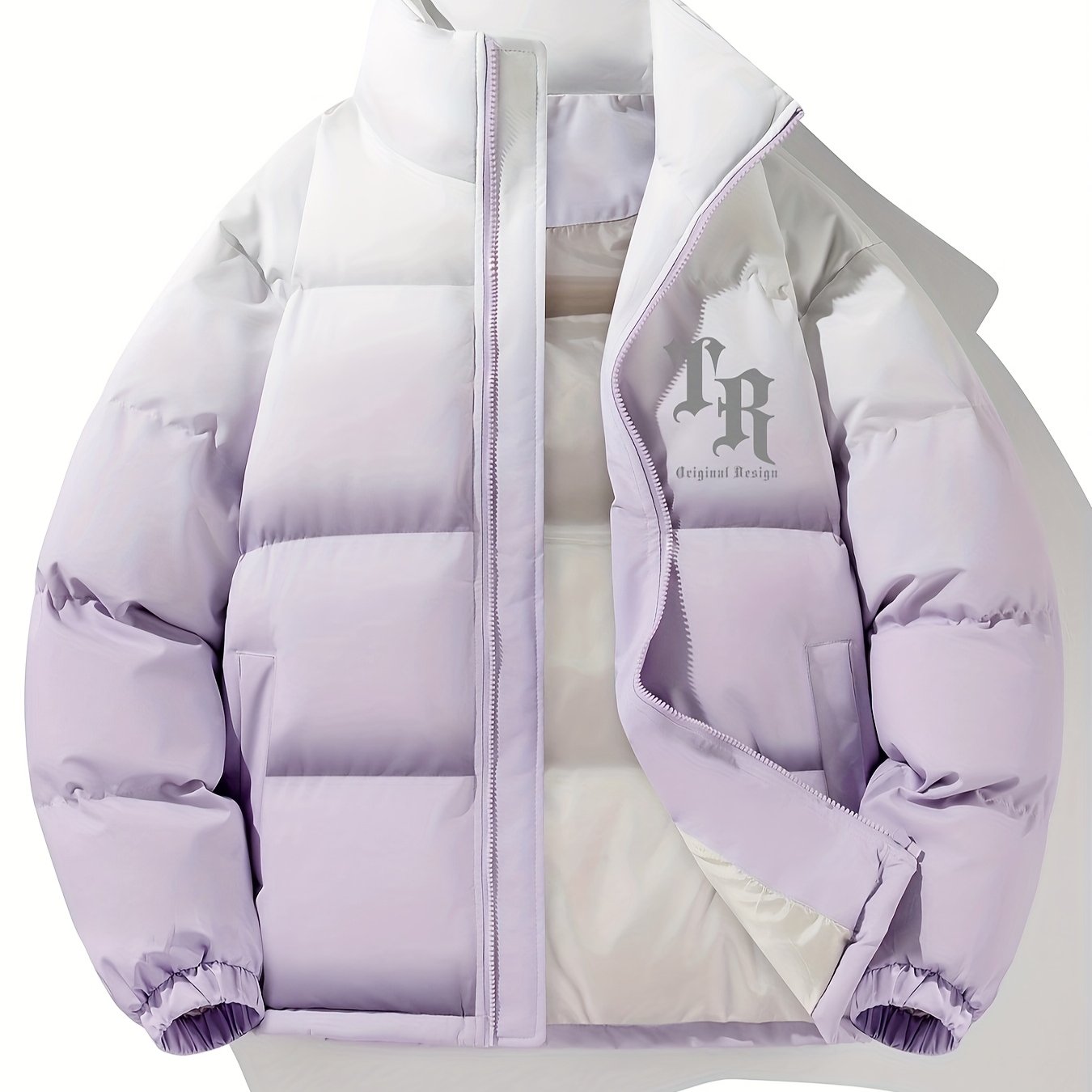 Men'S Color-Block Quilted Jacket - Cozy Fleece-Lined Winter Coat with Stand Collar, Zip-Up Design, and Multiple Pockets for Casual Wear, Winter Jacket, Thick