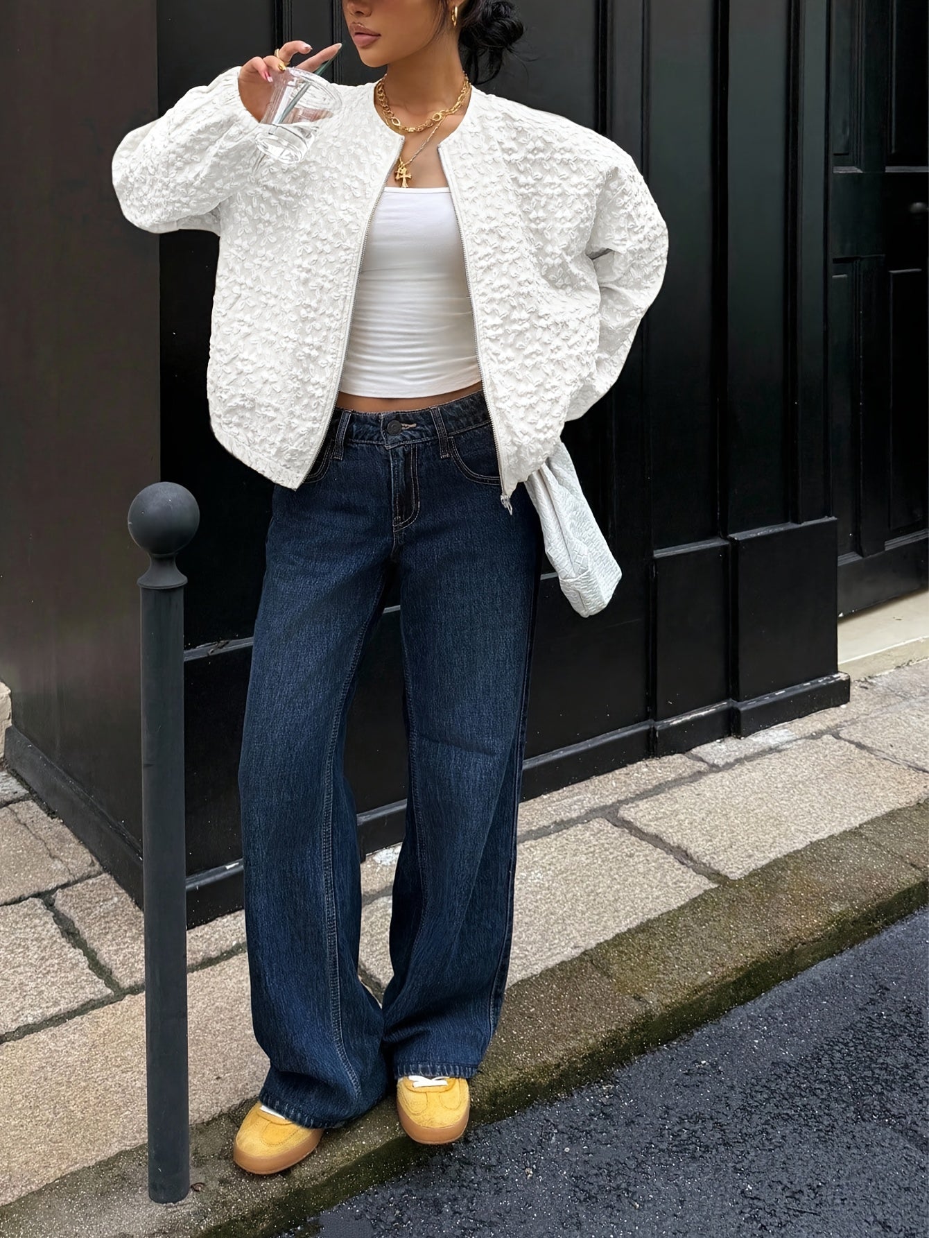 Solid Color Zip-Up Casual Jacket