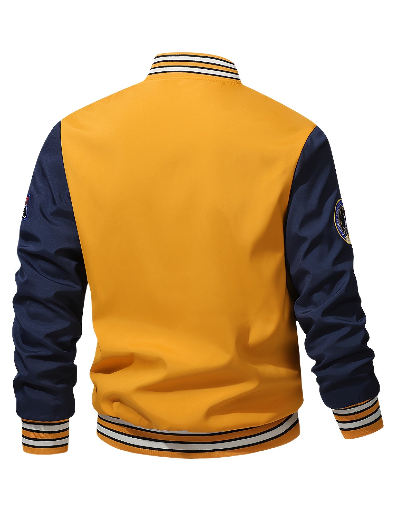 Men's Thermal Insulated Full-Zip Baseball Jacket with Full-Zip Closure - Heavyweight Winter Coat, Brown/White colorblock, Lining - Streetwear Outerwear for Casual & Formal Events - Compatible with Hoodies & Jackets (Men's Fas