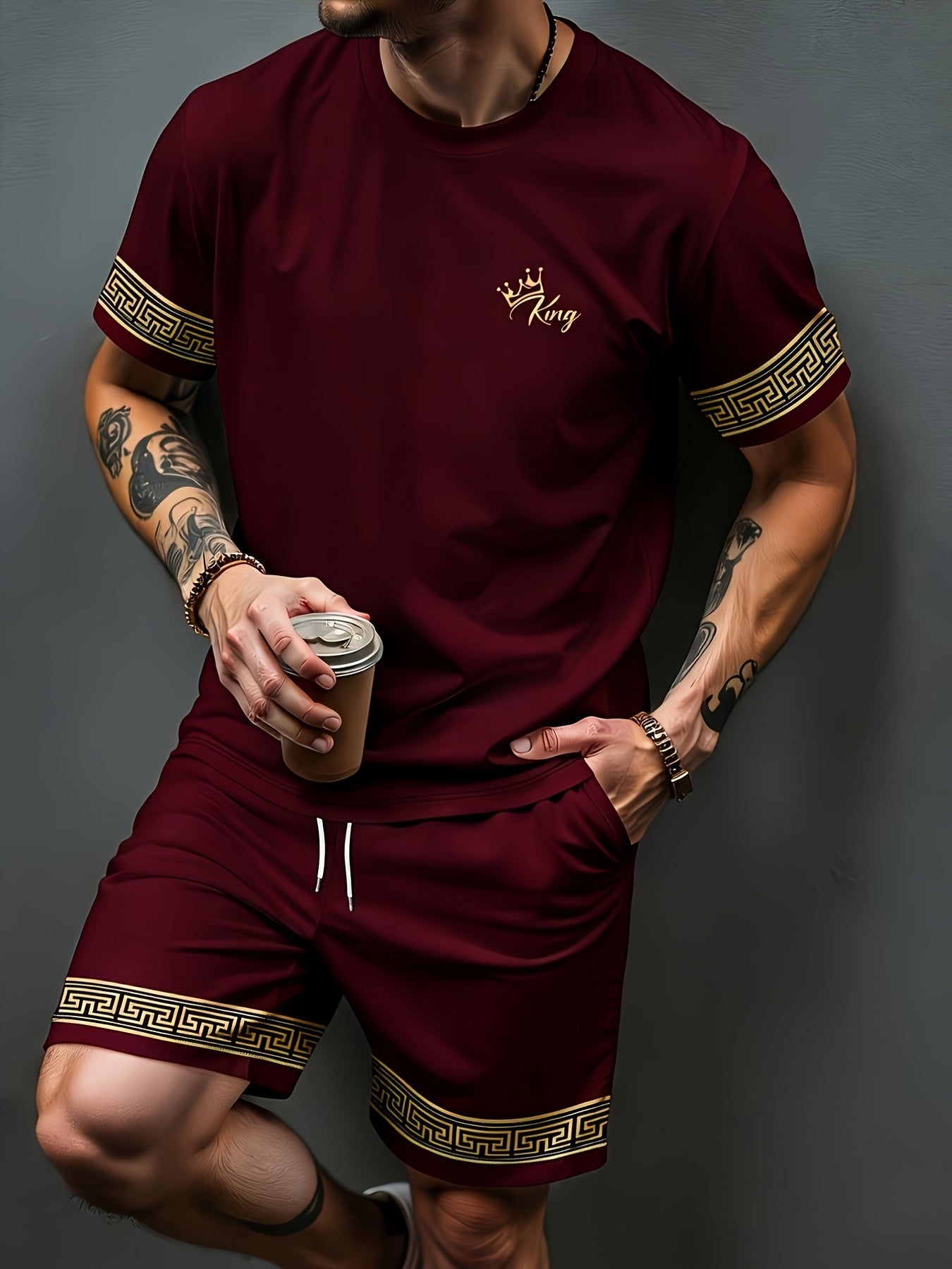 Men's Casual Summer Crew Neck Short Sleeve and Shorts Set