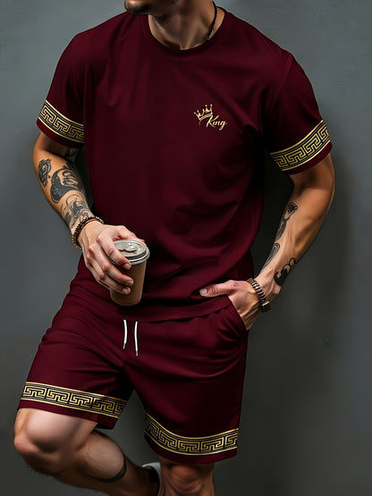 Men's Casual Summer Crew Neck Short Sleeve and Shorts Set