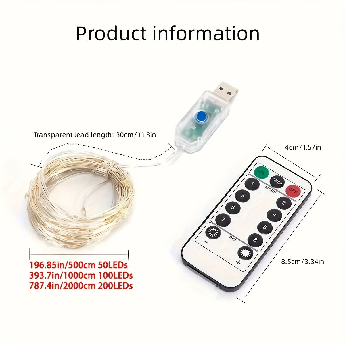 USB-Powered LED Fairy Lights with Remote Control - Copper Silvery Wire Garland for Weddings, Parties, Holidays, Birthdays, Halloween & Christmas Decor