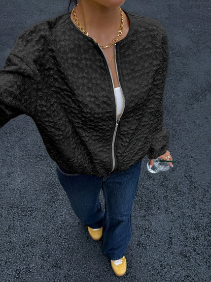 Solid Color Zip-Up Casual Jacket