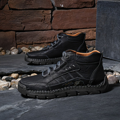Men's Casual Handmade Short Boots with Lace-Up Design