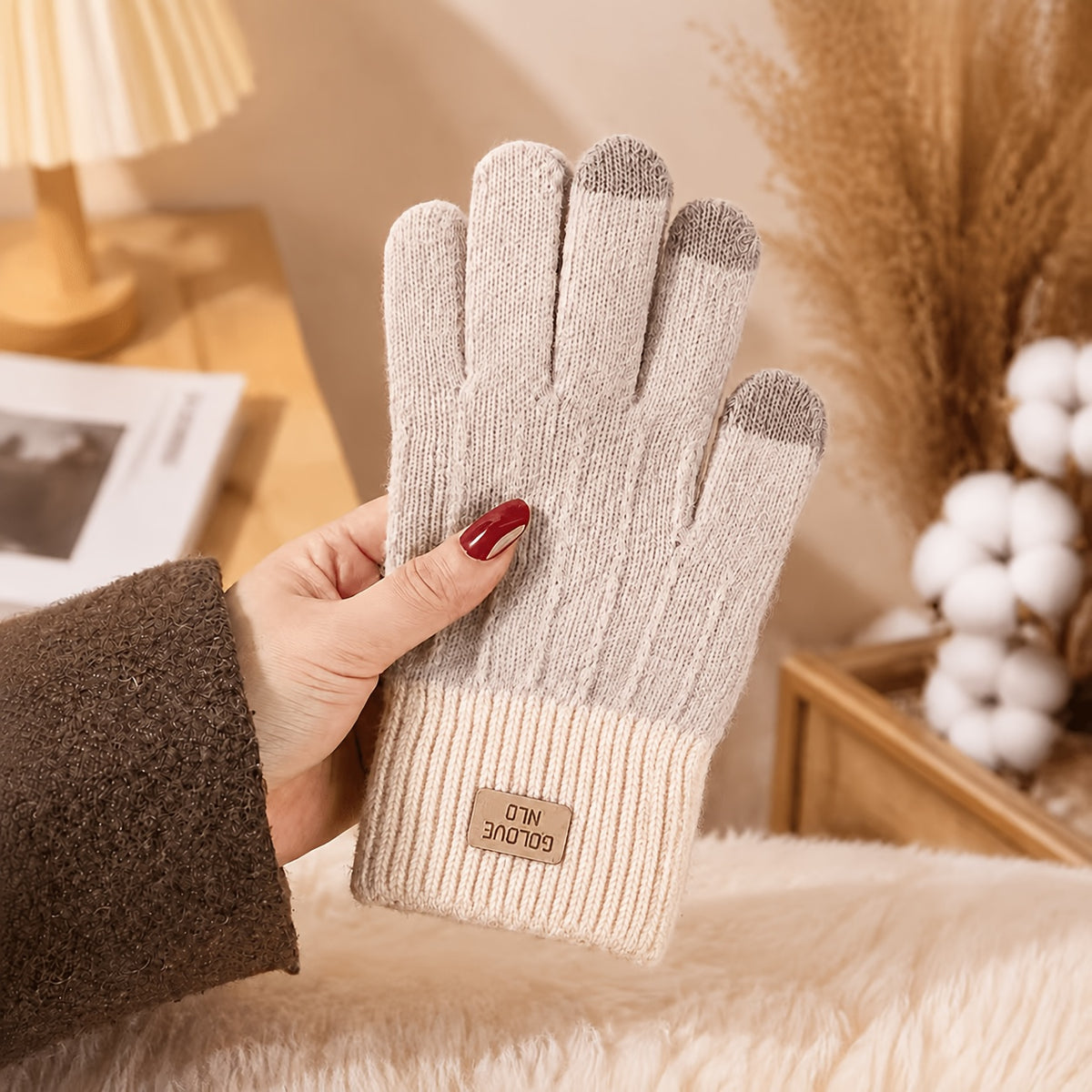 Unisex Winter Touchscreen Gloves, Soft Acrylic Knit, 6 Colors