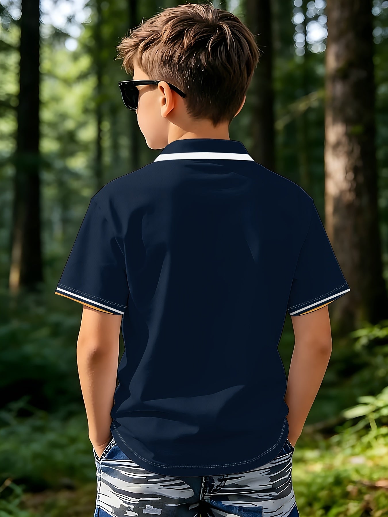Boys' Casual Loose-Fit Printed Polo Shirt for Summer
