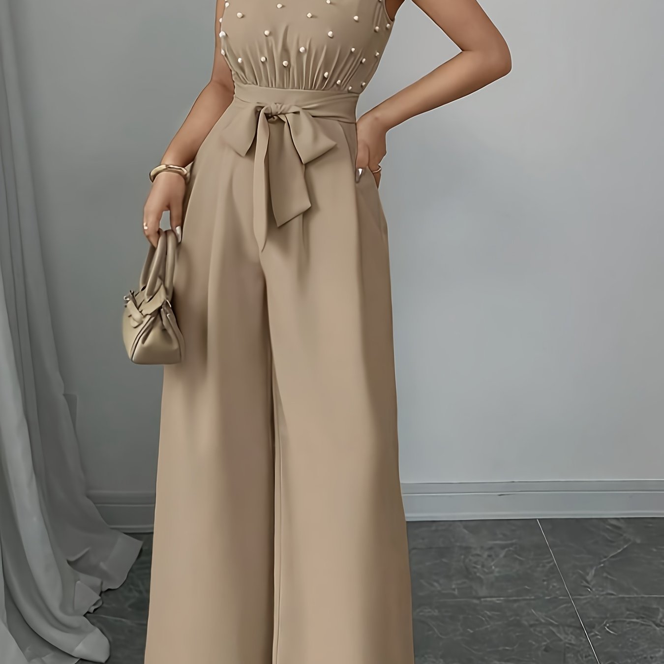 Sleeveless High-Neck Wide-Leg Jumpsuit