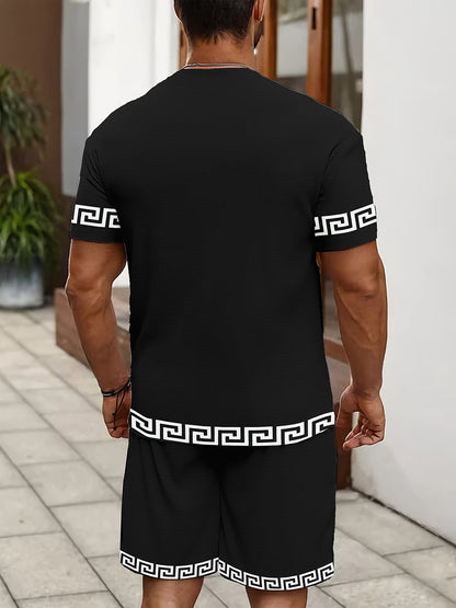 Men's Casual Sportswear Set - Breathable T-Shirt & Shorts