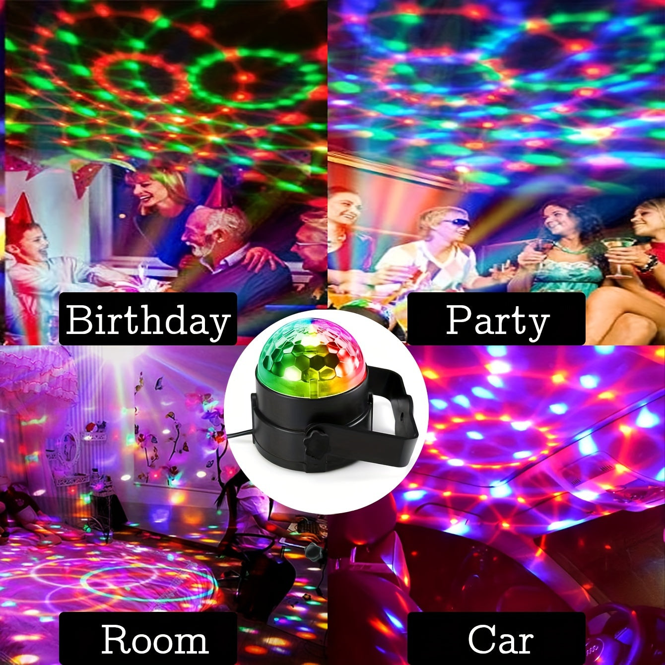 1pc brings parties to life with sound-activated RGB disco ball lights, perfect for house parties, bars, karaoke, weddings and more(without remote control)