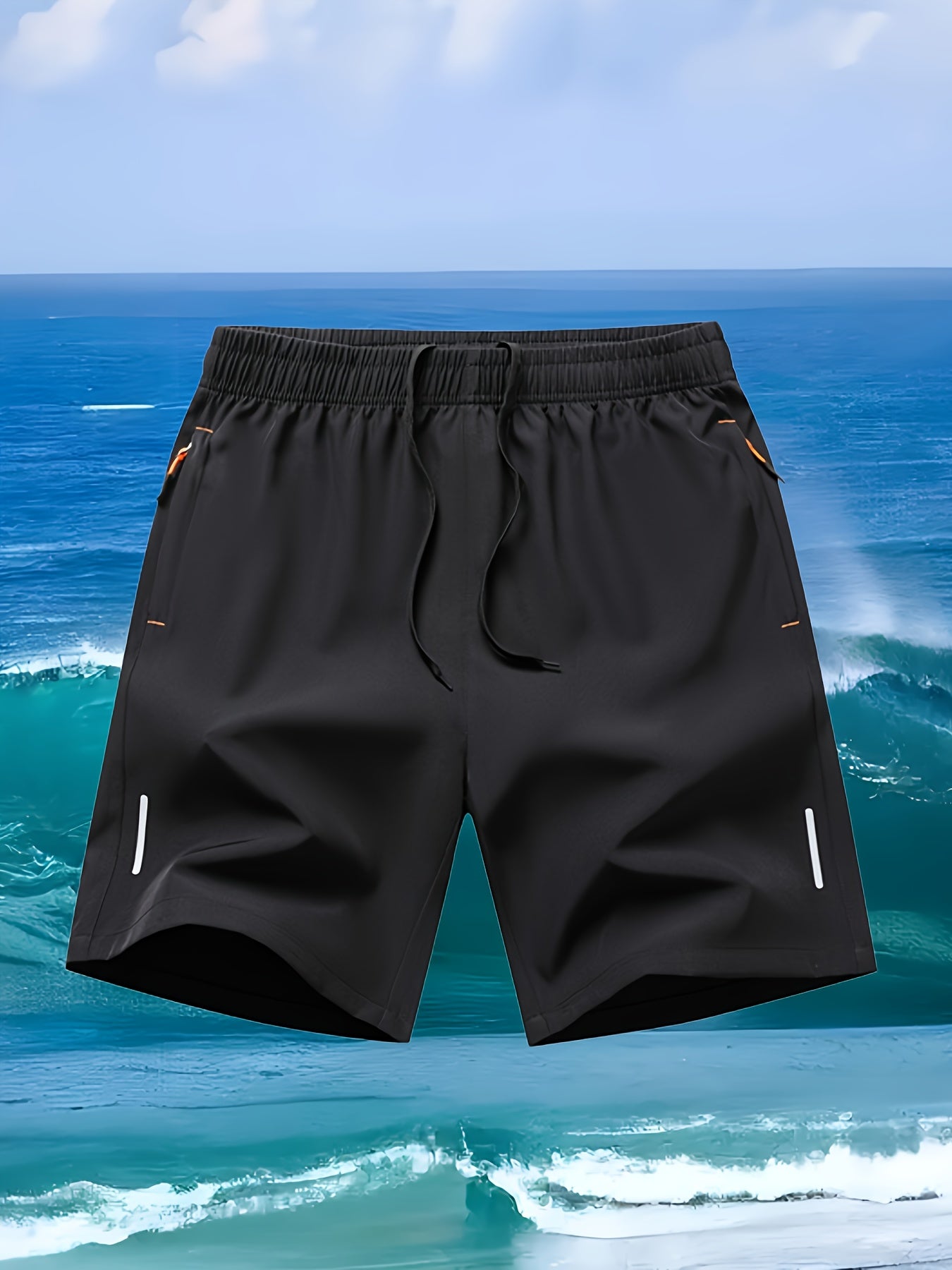 Men'S Ice Sliky Fiber Fabric Running Shorts - Breathable, Wrinkle-Resistant Athletic Shorts with Drawstring Waist & Zipper Pockets for Gym, Tennis, Skateboarding, Yoga, Gym Shorts, Yoga Apparel, Sporty Style, Antislip Constru