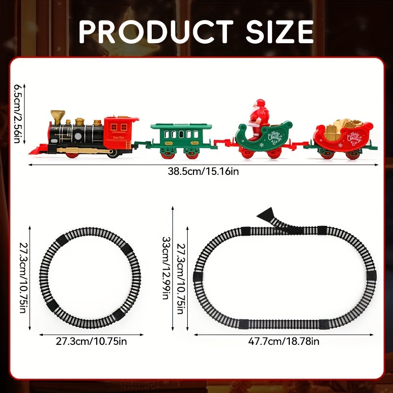 Electric Christmas Train Set | Hanging Christmas Tree Decoration, Indoor & Outdoor Use, Battery Powered, Weather Resistant, Suitable for Children, Red, Green - QWK Brand