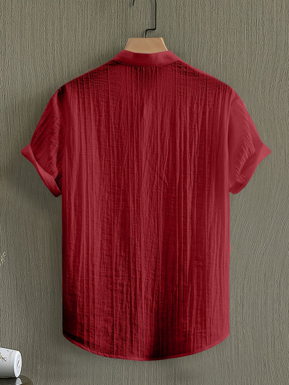 Men's Breathable Solid Color Stand Collar Short-Sleeve Shirt