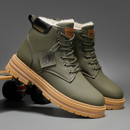 A Pair of Fashionable Men's Boots, Outdoor Warm, Sports Casual Trendy Versatile Shoes for Man