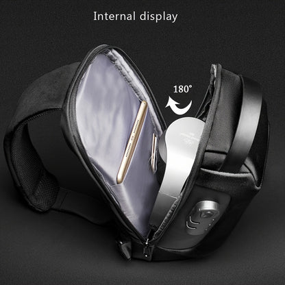 Men's Lightweight Crossbody Backpack with USB Charging Port  Password Lock, Adjustable Anti-Theft Shoulder Bag for Travel, Commuting, Daily Use - Durable Polyester Casual Daypack, Secure Travel Bag   Minimalist Backpack   Sl