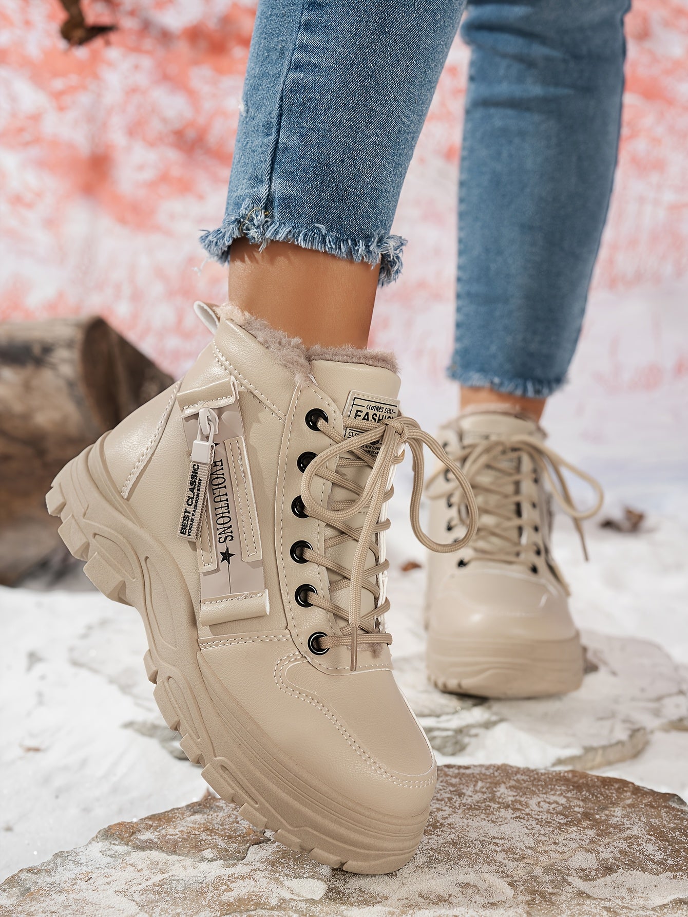 Women'S Winter Snow Boots - Warm Lined, Non-Slip, High-Top Outdoor Casual Shoes with Ribbed Cushioning, Black, Perfect for Cold Weather Activities, Winter Footwear | Stylish Winter Boots | Durable Footwear