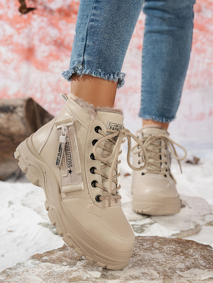 Women'S Winter Snow Boots - Warm Lined, Non-Slip, High-Top Outdoor Casual Shoes with Ribbed Cushioning, Black, Perfect for Cold Weather Activities, Winter Footwear | Stylish Winter Boots | Durable Footwear