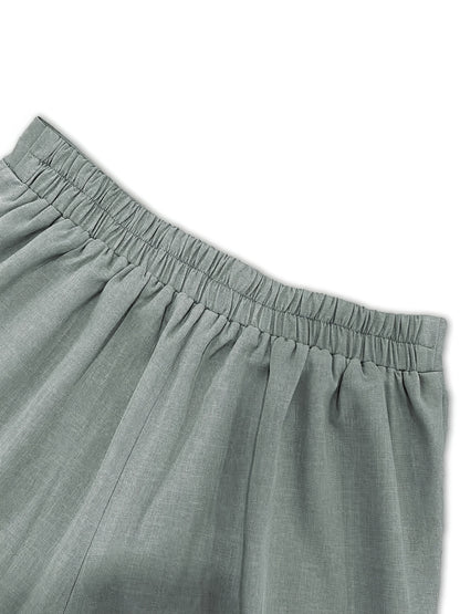 Women's Fashionable Set in Solid Color Top with Straight-Leg Pants, 2pcs Set for Elegant Style