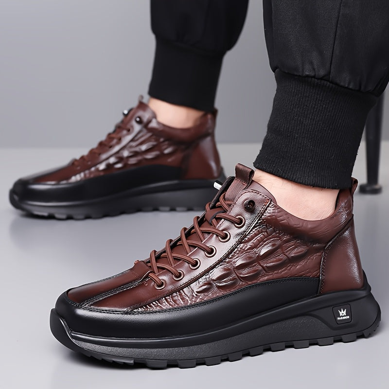 Men's Casual British Style Mid-Calf Winter Fleece Boots