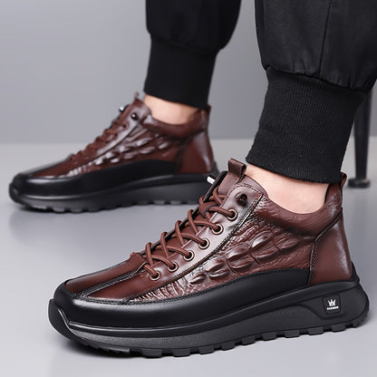 Men's Casual British Style Mid-Calf Winter Fleece Boots