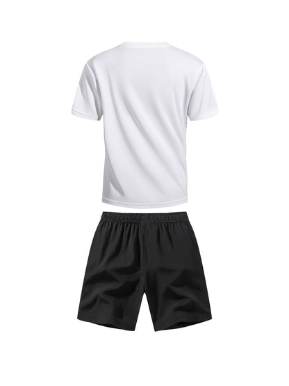 Boys' Quick-Dry Summer Shirt & Shorts Set with Reflective Strips