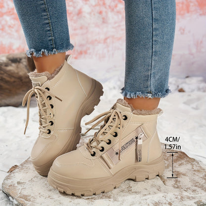 Women'S Winter Snow Boots - Warm Lined, Non-Slip, High-Top Outdoor Casual Shoes with Ribbed Cushioning, Black, Perfect for Cold Weather Activities, Winter Footwear | Stylish Winter Boots | Durable Footwear