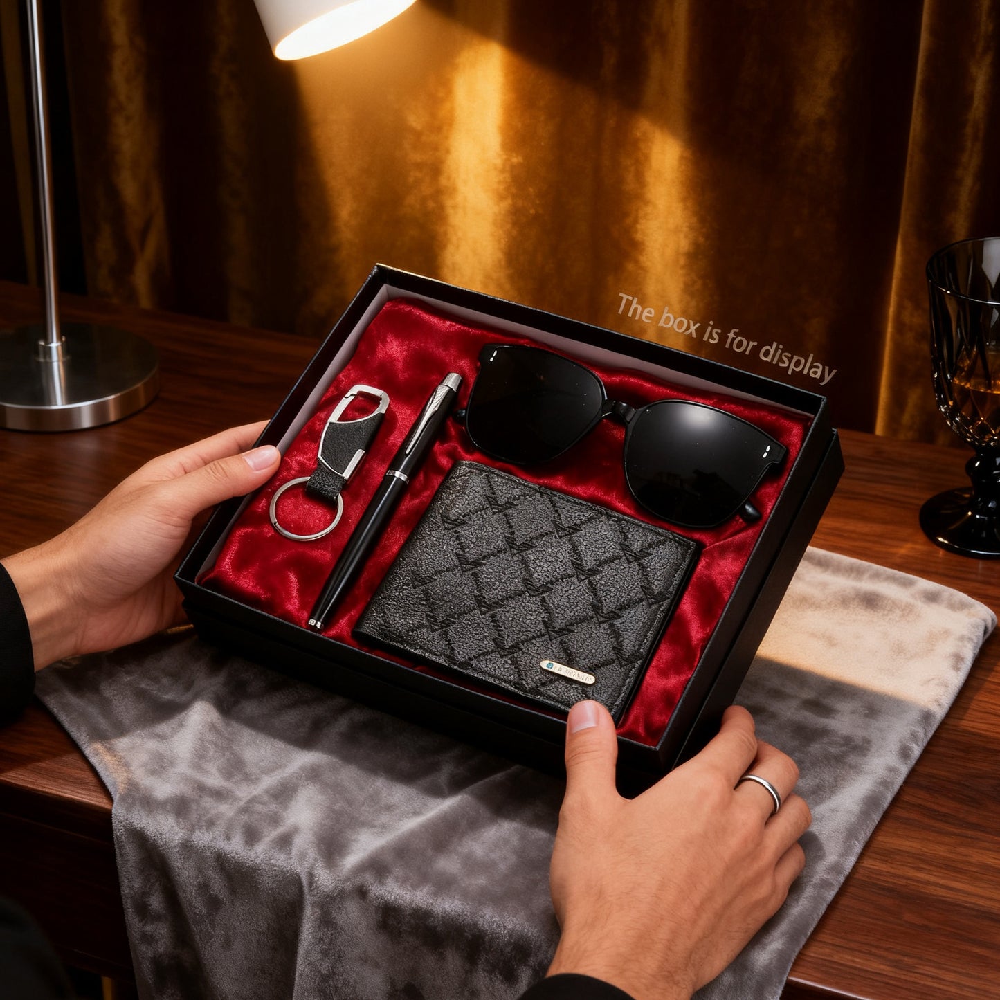 4pcs Men'S Business Style Fashionable Wallet, Signature Pen, Glasses, Keychain - a Romantic Gift for Boyfriend/Family, Suitable for Christmas Gifts, Valentine'S Day, Gifts for Men/Fathers.