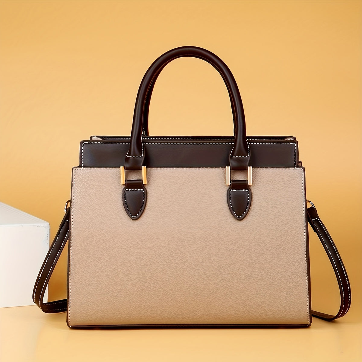 LABOONOO Minimalist PU Handbag with Adjustable Strap and Zipper