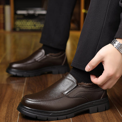 Men's Casual Leather Loafers with Warm Winter Interior