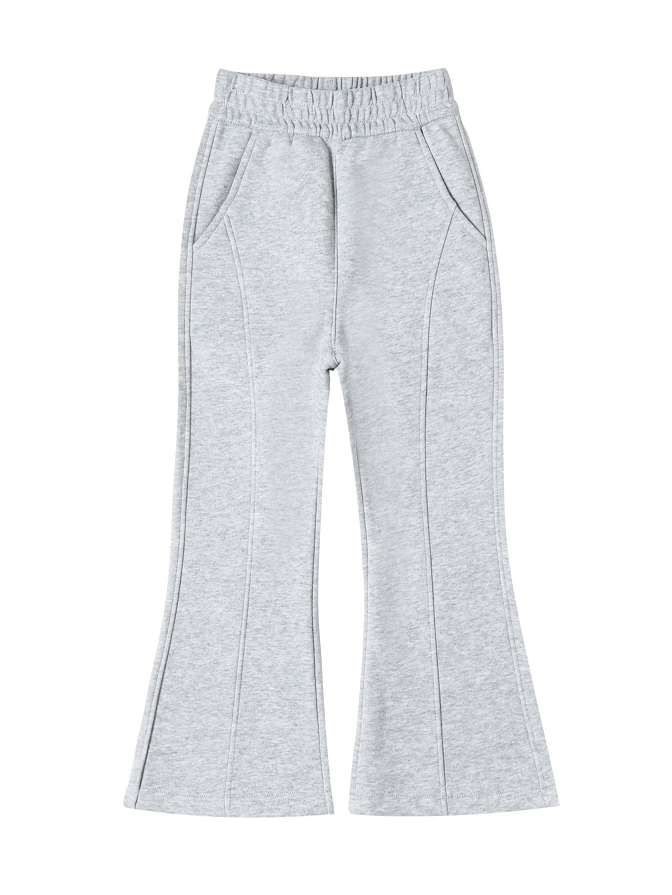 Girls' High-Waist Fleece Lined Flare Pants with Pockets