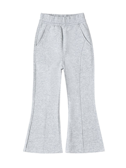 Girls' High-Waist Fleece Lined Flare Pants with Pockets