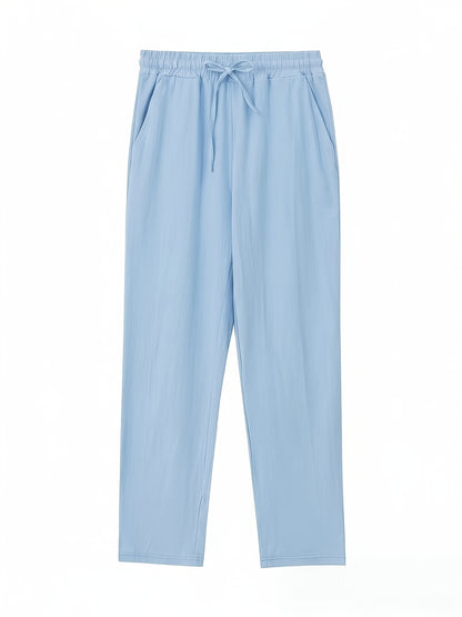Men's Casual Linen Drawstring Straight Leg Pants for Summer
