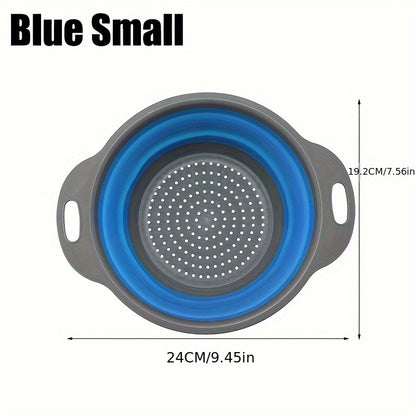 1/2 Set Round Silicone Kitchen Drain Basket Set Collapsible Funnel - 1 Large, 1 Small, Very Suitable for Draining Pasta, Vegetables and Fruits