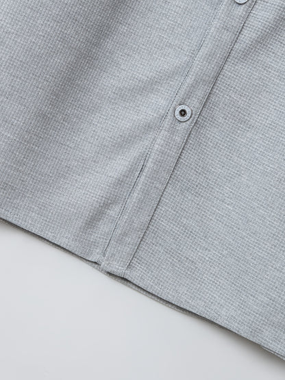 Men's Summer Two-Piece Set, Waffle Fabric Contrast Color with Pockets Short-Sleeved Shirt + Casual Trousers Suit, Leisure Light Business Vacation Daily Multiple Scenes