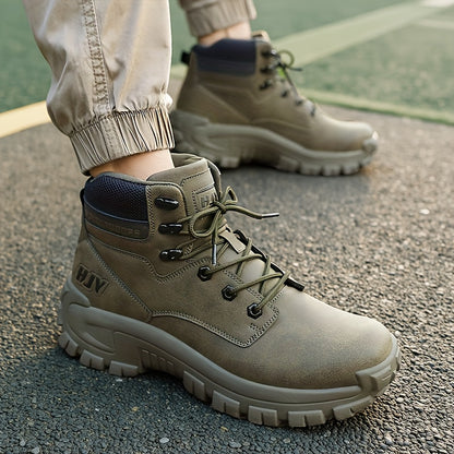 Men's Mid-Top Outdoor Hiking and Work Boots – Durable PU Leather