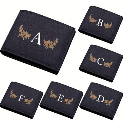 26 Letter Print Canvas Short Wallet - Open Bifold Wallet for Business and Casual Use, Perfect Gift for Men, Casual Wallet | Men's Wallet | Canvas Material