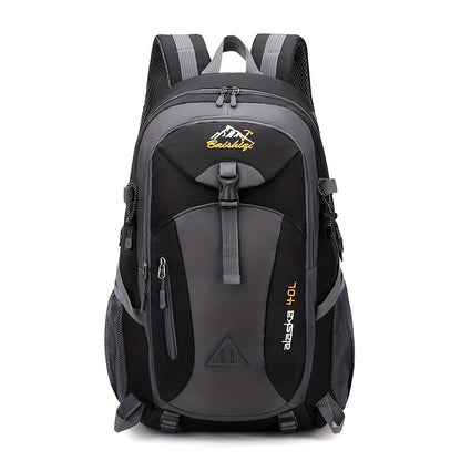 40L Black Oxford Backpack for Hiking, Travel & Outdoor Adventures - Lightweight, Durable with Adjustable Straps, Design, Perfect for Camping, Cycling & Student Use