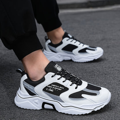 Men's Trendy Chunky Shoes, Comfy Non Slip Lace Up Casual Soft Sole Sneakers For Men's Outdoor Activities