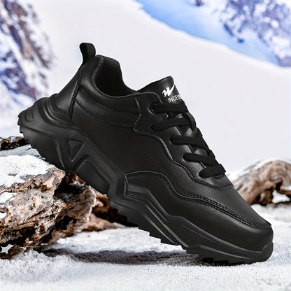 Men'S Stylish Athletic Shoes, Lightweight All-Black Lace-Up Casual Footwear, Perfect for Everyday Life And Leisure - ayq