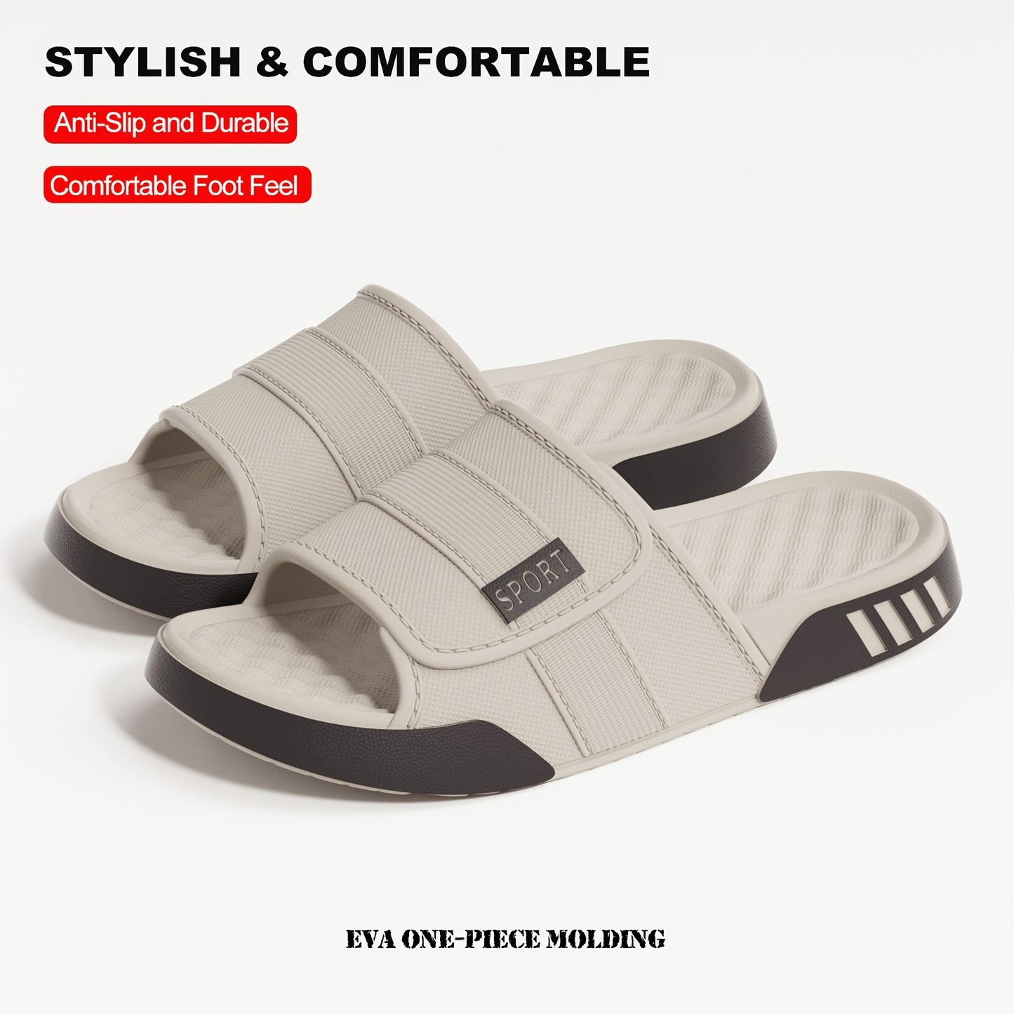 New Men'S Indoor And Outdoor Slippers, Home Shoes, Thick-Soled EVA Non-Slip Slippers, Stylish Thick-Soled, Silent, And Wear-Resistant - ayq