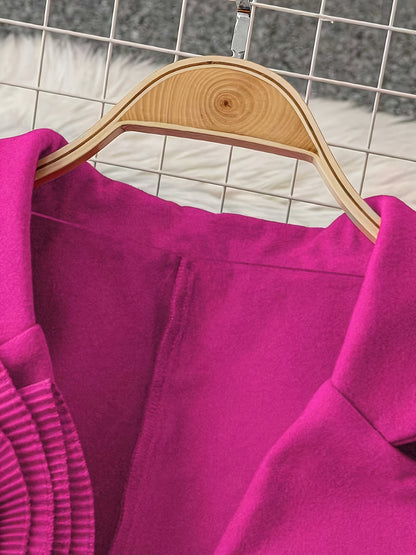 1pc Women'S Elegant Pink Blazer - Thick Winter Coat with Floral Pattern, Structured Lapel Collar & Single-Button Closure, Long Sleeve Tailored Jacket for Fall/Winter