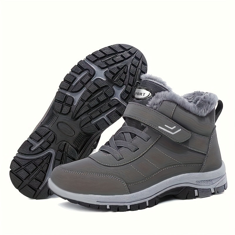 Men'S & Women'S Winter Snow Boots - Thick-Soled Ankle Boots with Non-Slip Rubber Sole & Striped Traction, PU Upper & Warm - All-Season Cold Weather Hiking, Ice Climbing Boots (unisex Sizes Available), Hiking Boots, Outdoor Fo